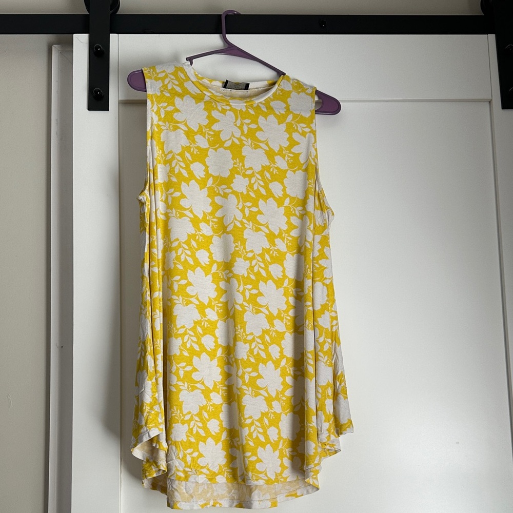 Lane Bryant Yellow Floral Sleeveless Top